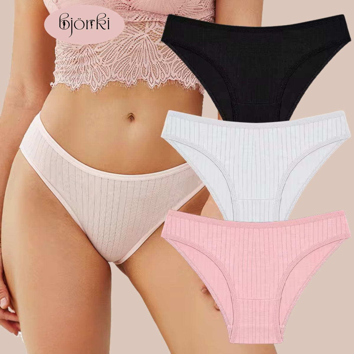 Björki Soft Rib Cotton Panty – 3-Pack